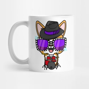 Cute Corgi jamming on the drums Mug